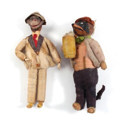 2 Wattefiguren, - Antiques