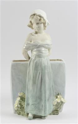 Augmüller, Vase mit stehendem Mädchen, - Antiquariato