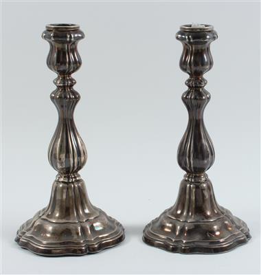 Paar deutsche Silber Kerzenleuchter, - Antiquitäten