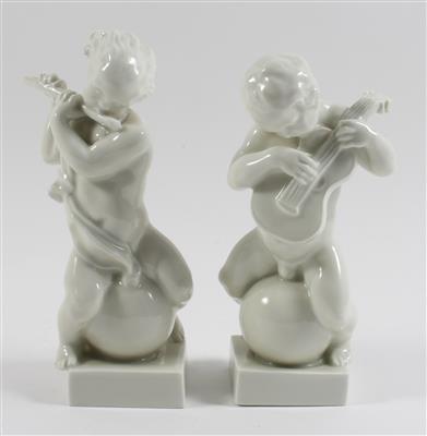 2 musizierende Putti, - Antiquariato