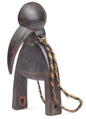 Senufo, Elfenbeinküste, Ghana, Burkina Faso, Mali: Ein Webrollen-Halter mit dem Kopf eines 'Calao-Vogels'. - Antiquariato