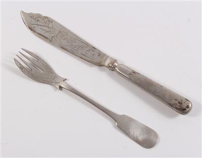 Teile eines deutsches Silber Fischbestecks, - Antiques