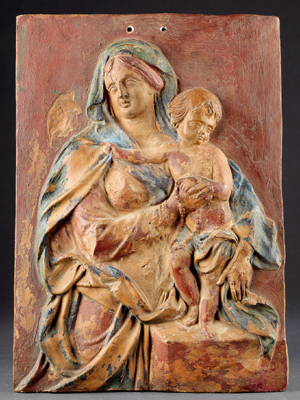 Terracottarelief Madonna mit Kind, - Antiques