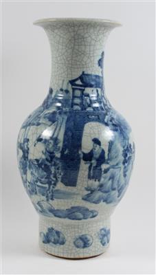 Blau-weiße Vase, - Antiques
