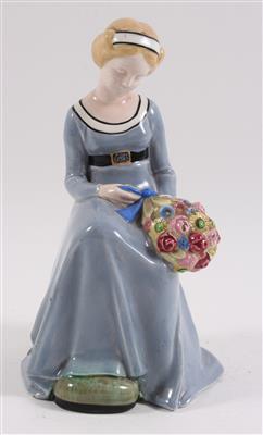 Johanna Meier-Michel(1876- 1972), Sitzendes Mächen mit Blumenstrauss, - Antiques