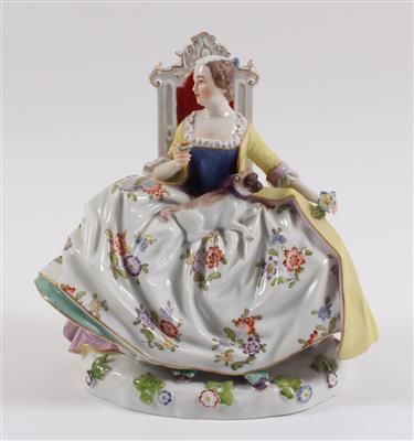 Sitzende Dame mit Mops - Antiques
