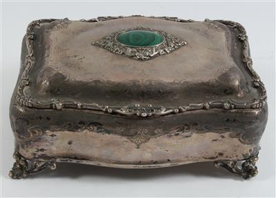 Italienische Silber Deckeldose mit Malachiteinlage, - Antiquitäten