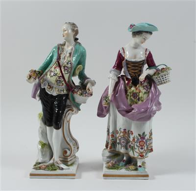 Dame und Herr mit Blumenkorb - Antiquariato