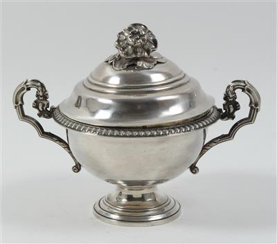 Französische Silber Deckelschale, - Antiquariato