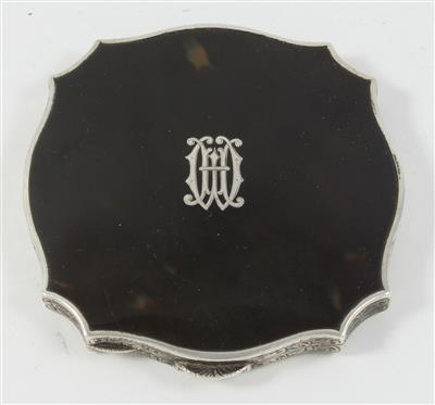 Schildpattdose mit Silbermontierung, - Antiques