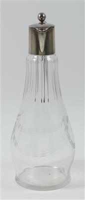 Deutsche Glas Karaffe mit Silbermontierung, - Antiquitäten