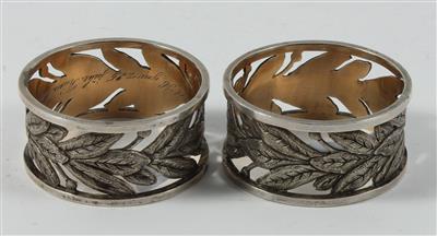 Paar schwere Silber Serviettenringe, - Antiquariato