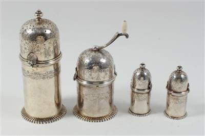 4 teilige Silber Gewürzgarnitur, - Letní aukce