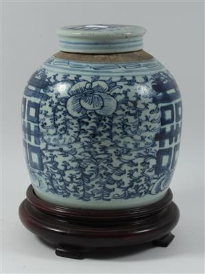 Blau-weißer Ingwertopf mit Deckel - Sommerauktion - Antiquitäten