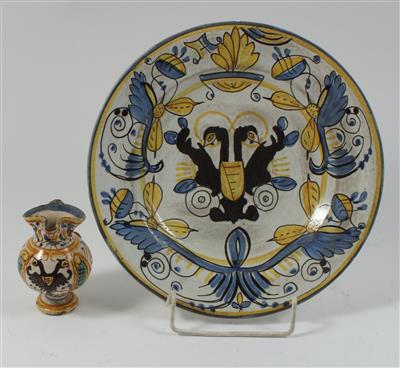 Miniatur Schnabelkrug und Teller mit Doppeladler - Letní aukce