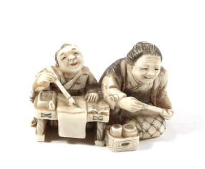 Netsuke zweier Figuren - Sommerauktion - Antiquitäten