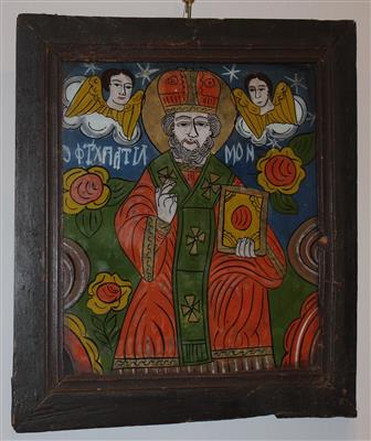 Gottvater, Hinterglasbild Rumänien, - Sommerauktion - Antiquitäten