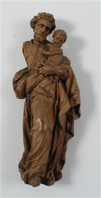 Hl. Josef mit Jesuskind, barocke Kleinplastik, - Sommerauktion - Antiquitäten