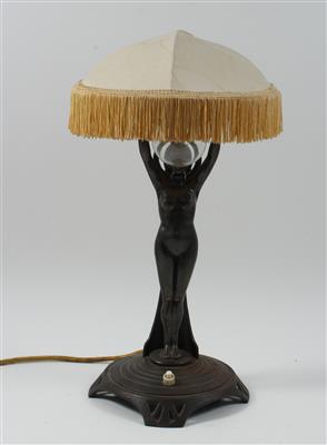 Jugendstil-Tischlampe mit plastischem Mädchenakt, - Letní aukce