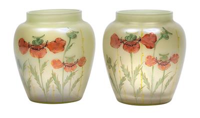 Paar Vasen mit Mohnblumen, - Letní aukce