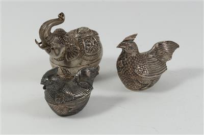 3 Silber Beteldosen in Tierform, - Summer-auction