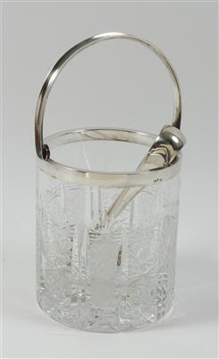 Wiener Eiskübel mit Zange und Silbermontierung, - Sommerauktion - Antiquitäten
