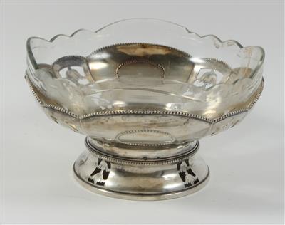 Wiener Silber Korb mit Glaseinsatz, - Sommerauktion - Antiquitäten