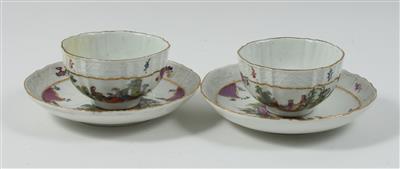 2 Koppchen mit Untertassen, Meissen um 1750 - Sommerauktion - Antiquitäten