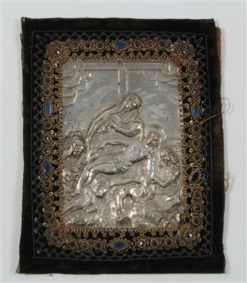 Silber getriebene Tafel mit Kreuzabnahme Christi, - Starožitnosti