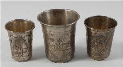 3 russische Silber Becher, - Antiquitäten