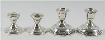 2 Paar Silber Kerzenleuchter, - Antiquitäten