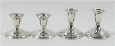 2 Paar Silber Kerzenleuchter, - Antiques