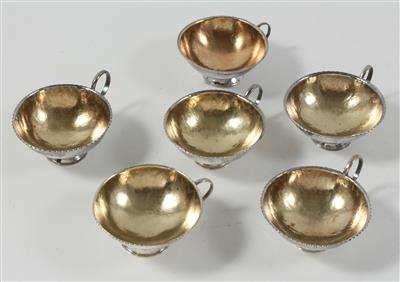 6 schwedische Silber Tassen mit Innenvergoldung, - Antiques