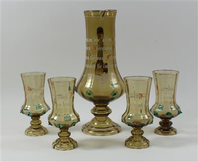 Krug und 4 Becher, - Antiques