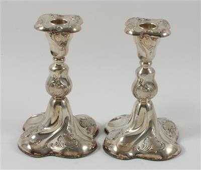 Paar schwedische Silber Kerzenleuchter, - Starožitnosti