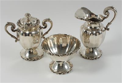 Silber Gießer, Zuckerdose mit Deckel und Zuckerschale, - Antiquitäten