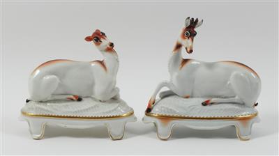 Max Esser, Reh und Rehbock aus dem Tafelaufsatz "Reineke Fuchs", - Antiques