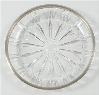 Deutsche Glasschale mit Silbermontierung, - Antiques