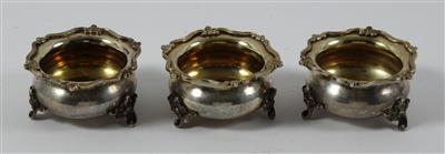 3 Wiener Silber Gewürzschälchen mit Innenvergoldung, - Ausgewählte Silberobjekte