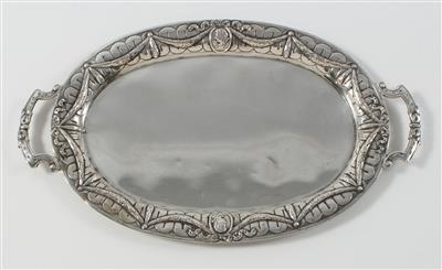 Silber Tablett mit Griffen, - Antiquariato