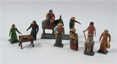 16 Krippenfiguren, Grulicher Land, 20. Jh., - Antiques