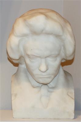 Lehmann-Wienbrack, Büste Ludwig van Beethoven, - Skulpturen, Volkskunst, Fayencen, Bronzen