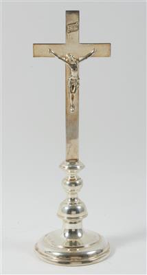 Silber Kreuz mit Corpus Christi, - Skulpturen, Volkskunst, Fayencen, Bronzen