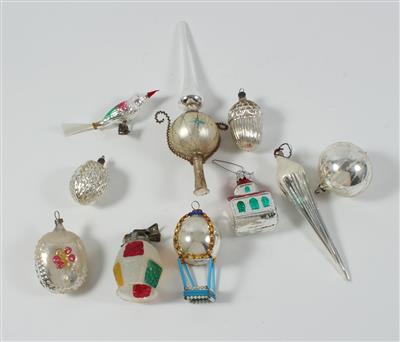 10 Stück Christbaumschmuck, - Starožitnosti