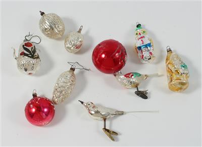 10 Stück Christbaumschmuck, - Antiquitäten "Unter dem Weihnachtsbaum"