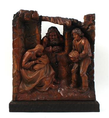 Hl. Familie, Relief, Tirol 1934, - Antiquitäten "Unter dem Weihnachtsbaum"