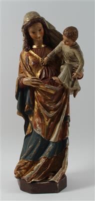 Madonna mit Kind, Holz Skulptur, 20. Jh., - Antiques