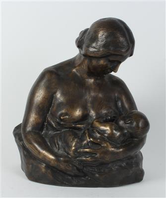 Alois Rigele(Pressburg 1879- 1940 ebenda), Büste Mutter mit Säugling, - Antiques