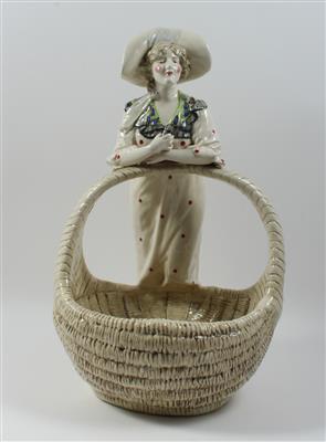 Jugendstil Korb mit Dame, - Antiques