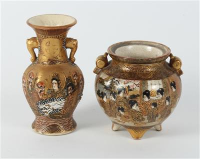 2 kleine Satsuma Vasen, - Antiquitäten